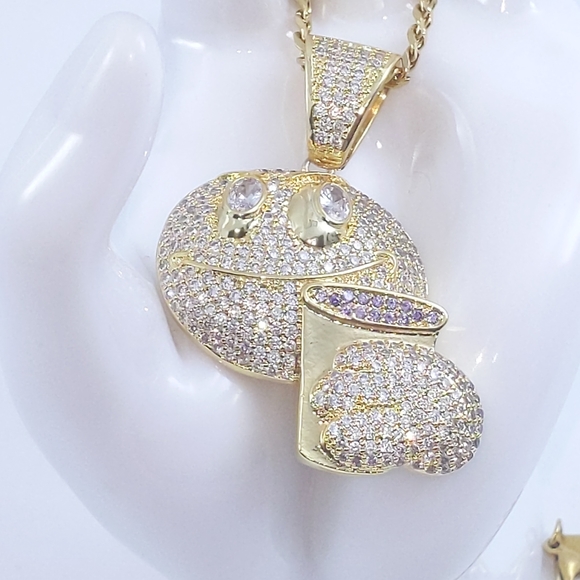 Icy Purple Drink Emoji + 20" Cuban Chain - Picture 2 of 6